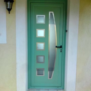 Porte d'entrée bicoloration, contour inox
