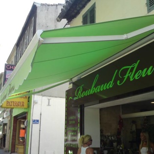 Installation d'un store pour le magasin de fleurs Roubaud de Saint Loup à Marseille